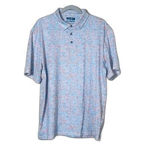 Ben Hogan Palm Tree Tropical Performance Polo Golf Large Preppy Business Casual